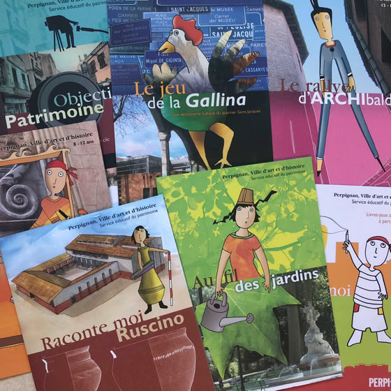 Couvertures des livrets pédagogiques Ville d'art et d'histoire, ville dePerpignan