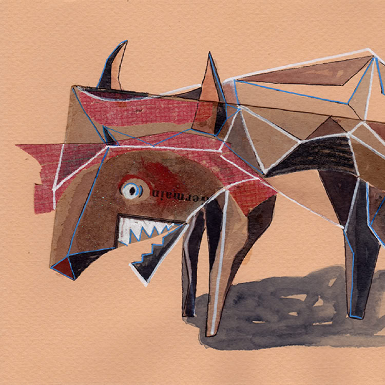 toro, techniques mixtes,manu clabecq, 2015